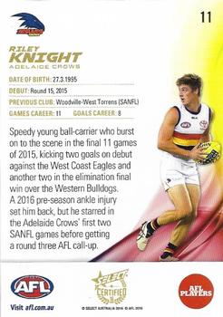 2016 Select AFL Certified #11 Riley Knight Back